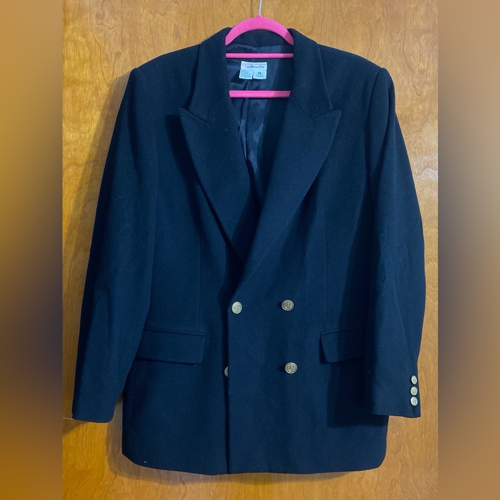 Talbots Vintage Wool Cashmere Black Blazer with Gold Buttons